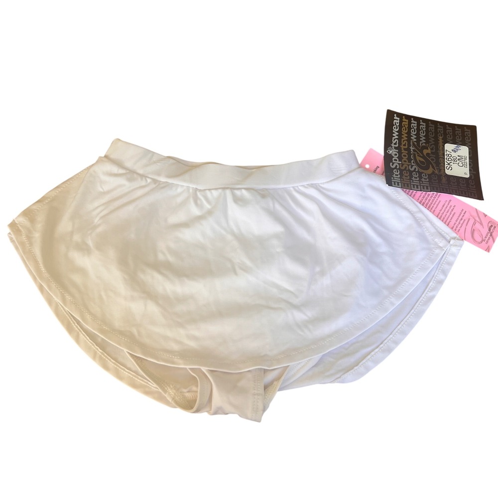 GK Elite Sportswear White Gymnastics Cheer Skort New Size Child M Tennis Skating